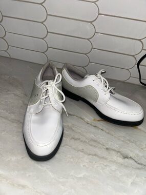 FootJoy GreenJoys Golf Shoes Men’s 7M White‎ Grey Spiked Oxford Cleats 48704